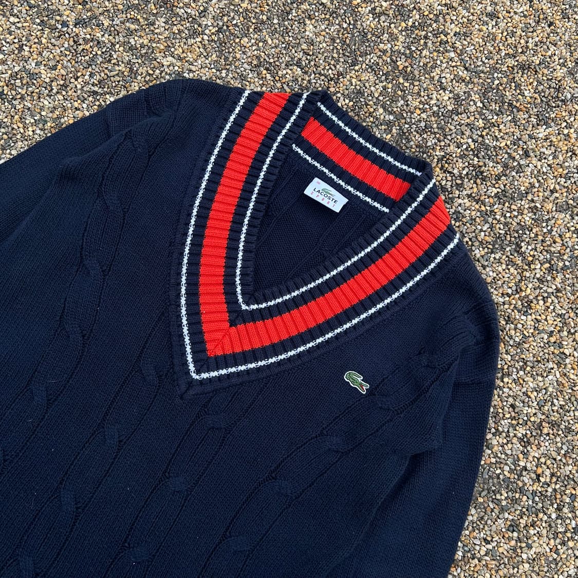 라코스테 브이넥 네이비 니트 상품이미지2