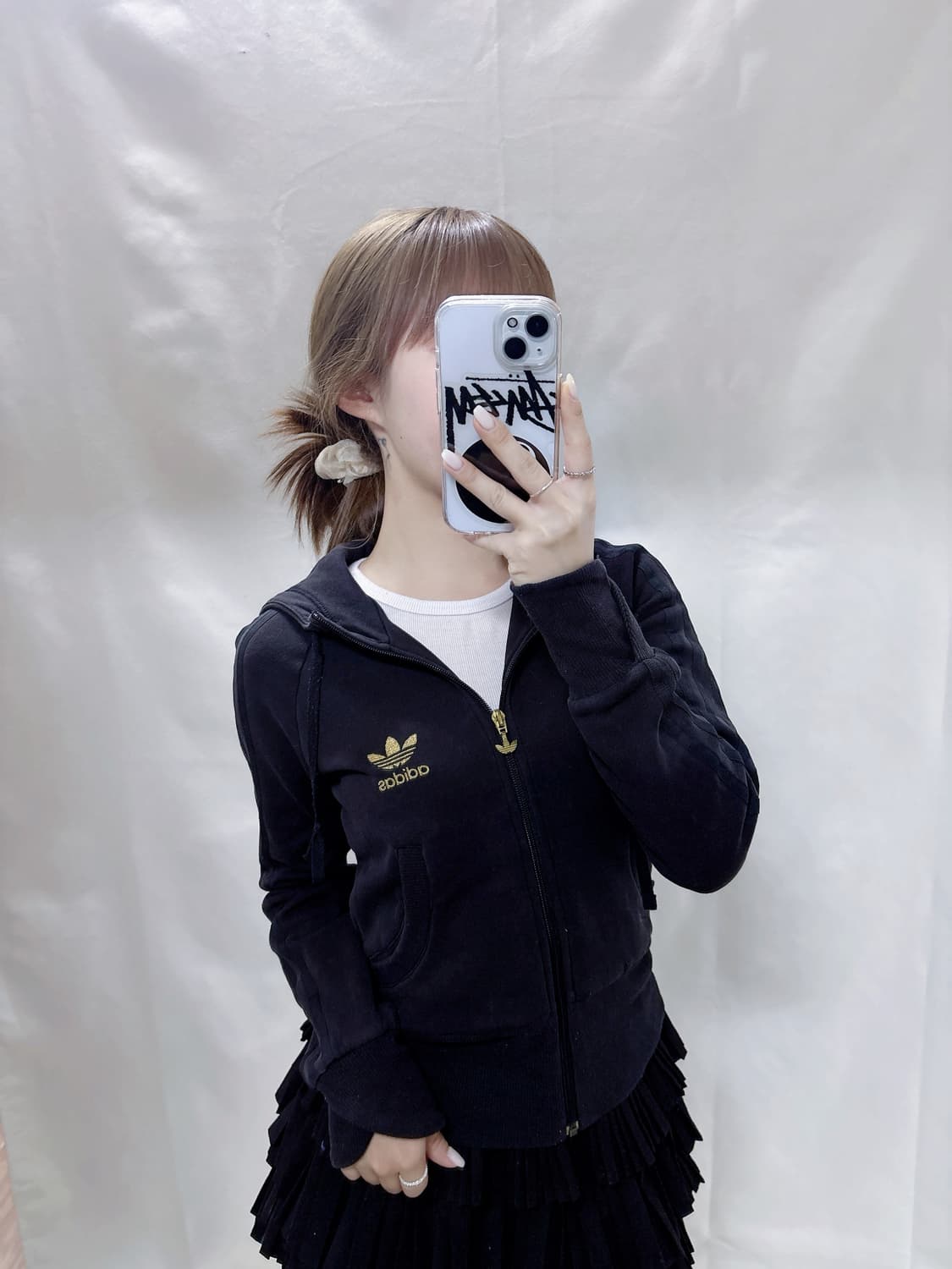 아디다스 블랙 빅로거 딱붙핏 후드집업  상품이미지3