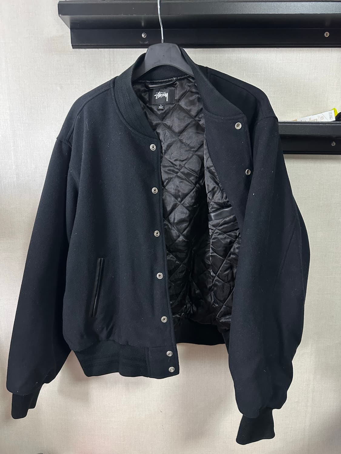 스투시 스포츠 멜튼 바시티 자켓 블랙L (100-105) 상품이미지6