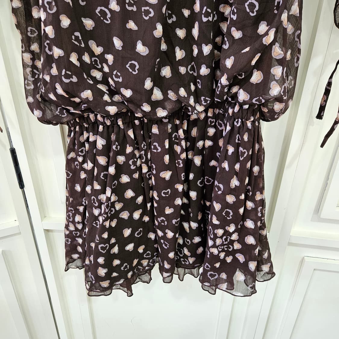 하트 패턴 쉬폰 미니 원피스 상품이미지4