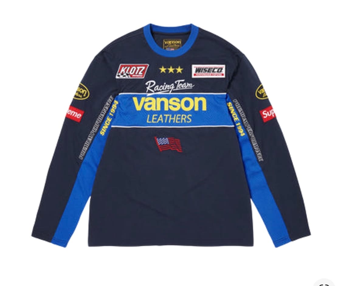 [L]슈프림 x 밴슨 레더스 롱슬리브 탑 네이비 - 26SS 상품이미지1