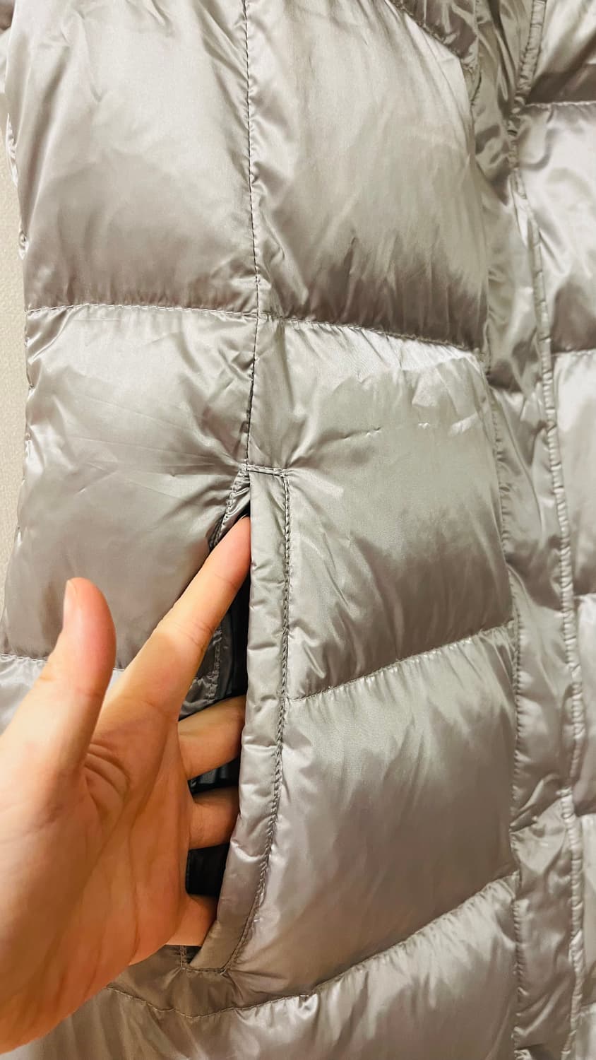 빈폴 여성 롱 구스 다운 경량 패딩 후드 조끼 55-66 솜털 90% 상품이미지3