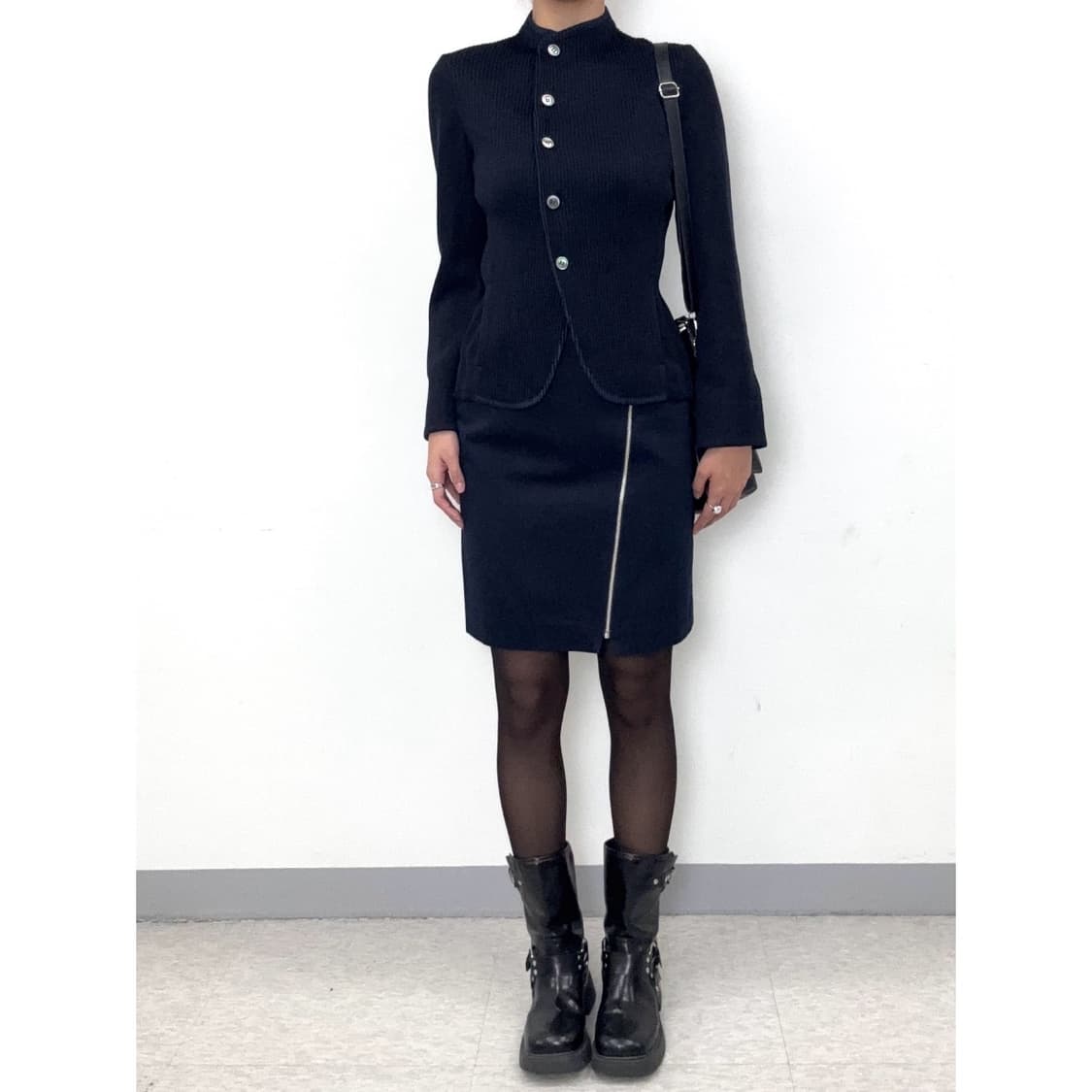 빈티지 네이비 플리츠 자켓 상품이미지2