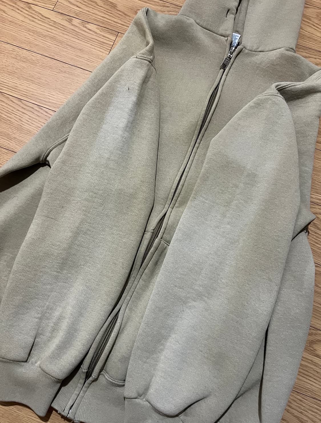 90s USA 러셀 빈티지 후드집업 탄 XL 상품이미지5