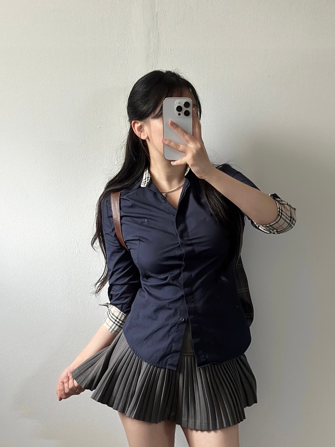 버버리 노바체크 네이비 7부 셔츠  상품이미지2