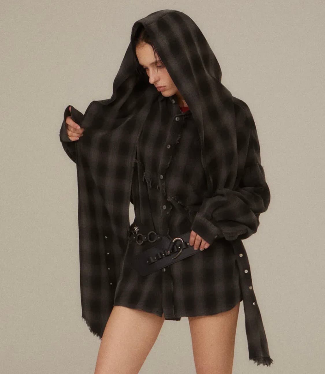 키치앤키스 체크 셔츠+후드 머플러+체크 팬츠코디 세트 셋업 상품이미지6