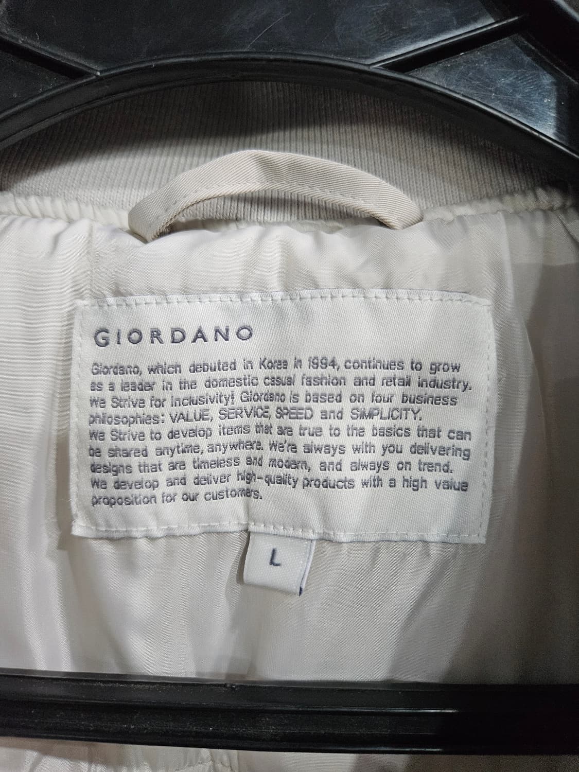 지오다노 아이보리컬러 남성 세미오버핏 100 항공점퍼 자켓  상품이미지3