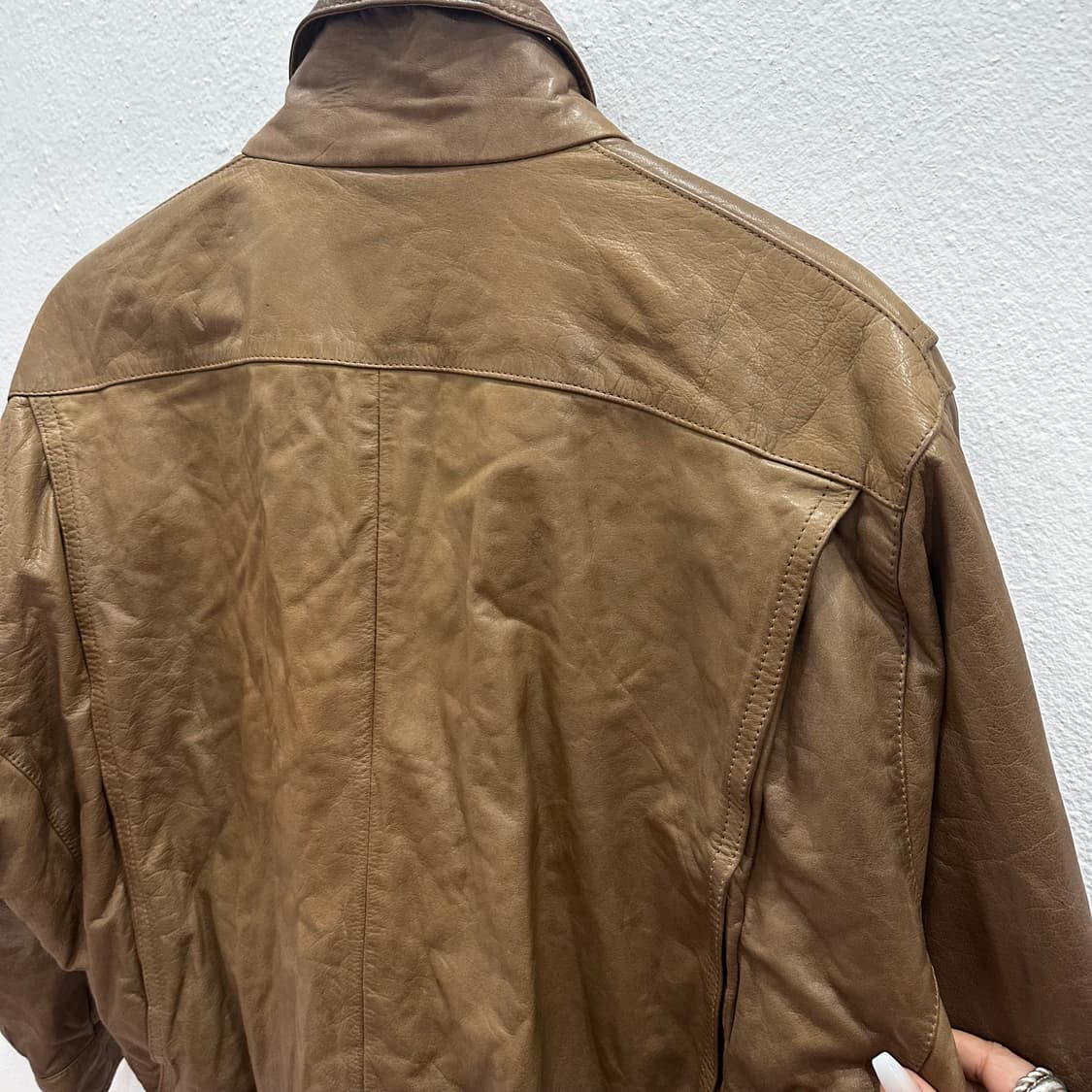 브라운 벨티드 램스킨 가죽 봄버 자켓M-L 상품이미지8