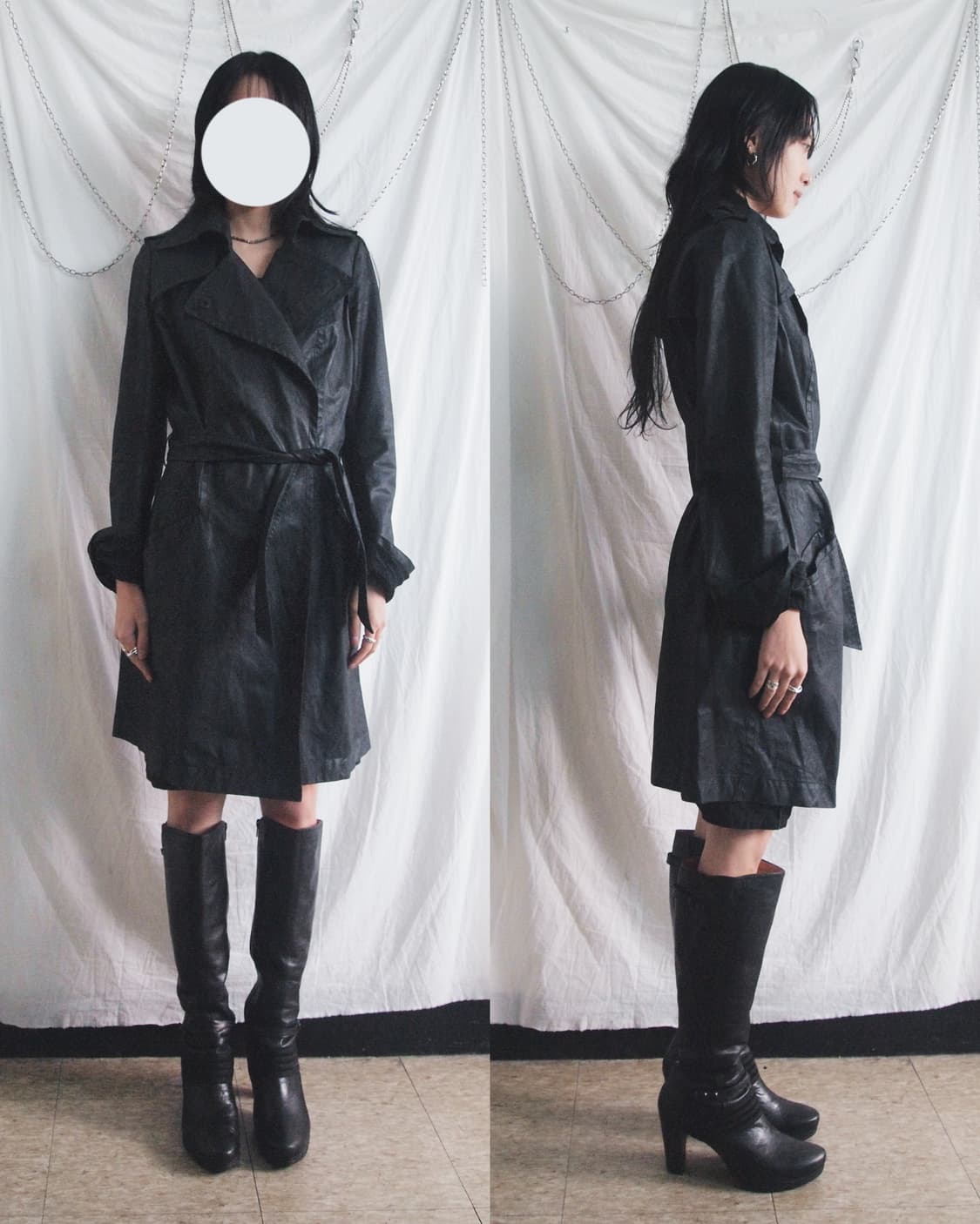 니나리치 10꼬르소꼬모 사선지퍼 왁스 코팅 데님 코트 상품이미지3