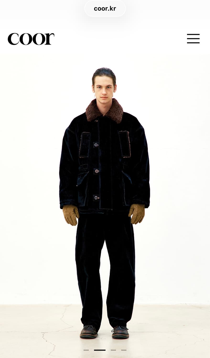 Coor 쿠어 25FW 벨벳 데님 패디드 헌팅 자켓 상품이미지2