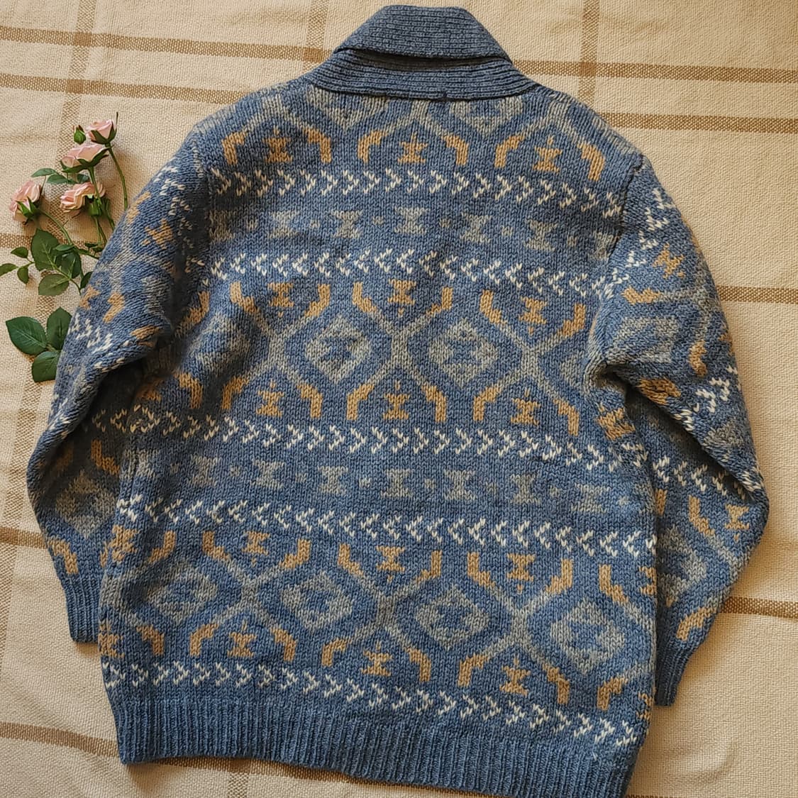 90s 프렌치 울 가디건 숄카라 울 니트 스웨터 버튼 가디건 S 상품이미지3