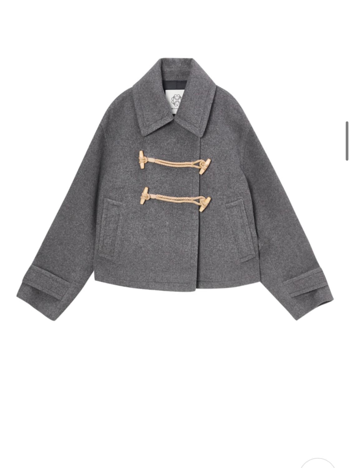 앳코너 울 캐시미어혼방 오버핏 더플 크롭코트 그레이 상품이미지3