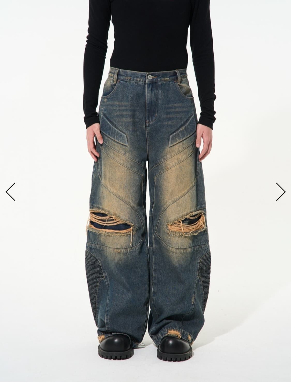 블라인드노플랜 23S/S 디스트레스드 데미지 데님팬츠(S) 상품이미지1