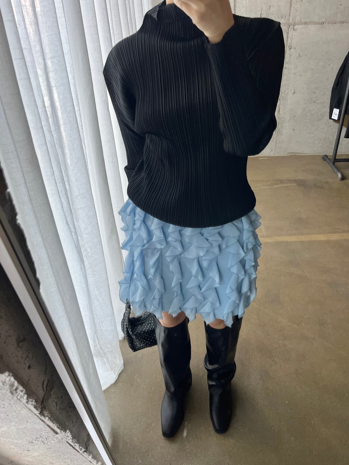 Estnation 러플 스커트 라이트 블루 상품이미지2