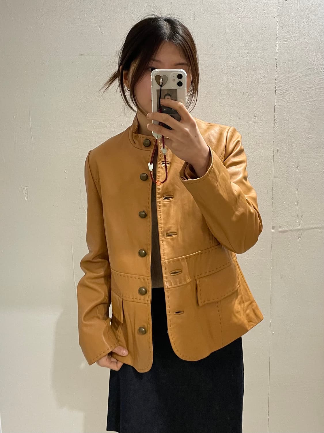 일본 빈티지 스티치 레더 자켓 상품이미지1