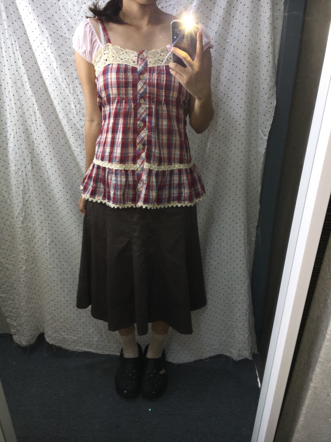 브라운 미디 스커트 상품이미지3