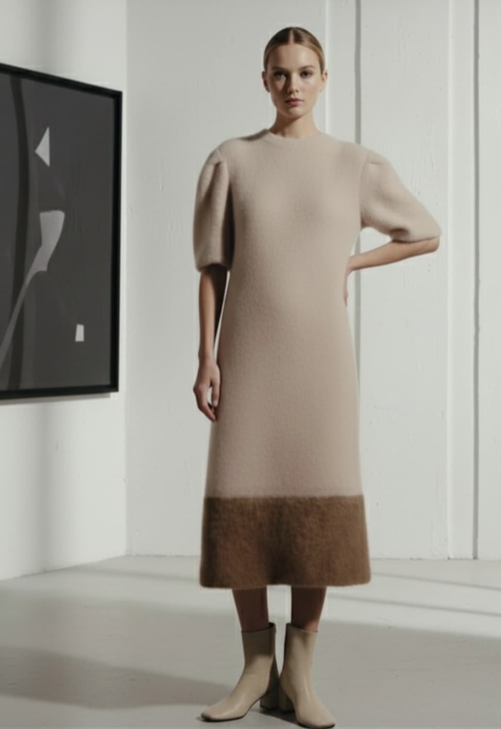 구호 모헤어 하프슬리브리스 롱니트 원피스 55사이즈 상품이미지1