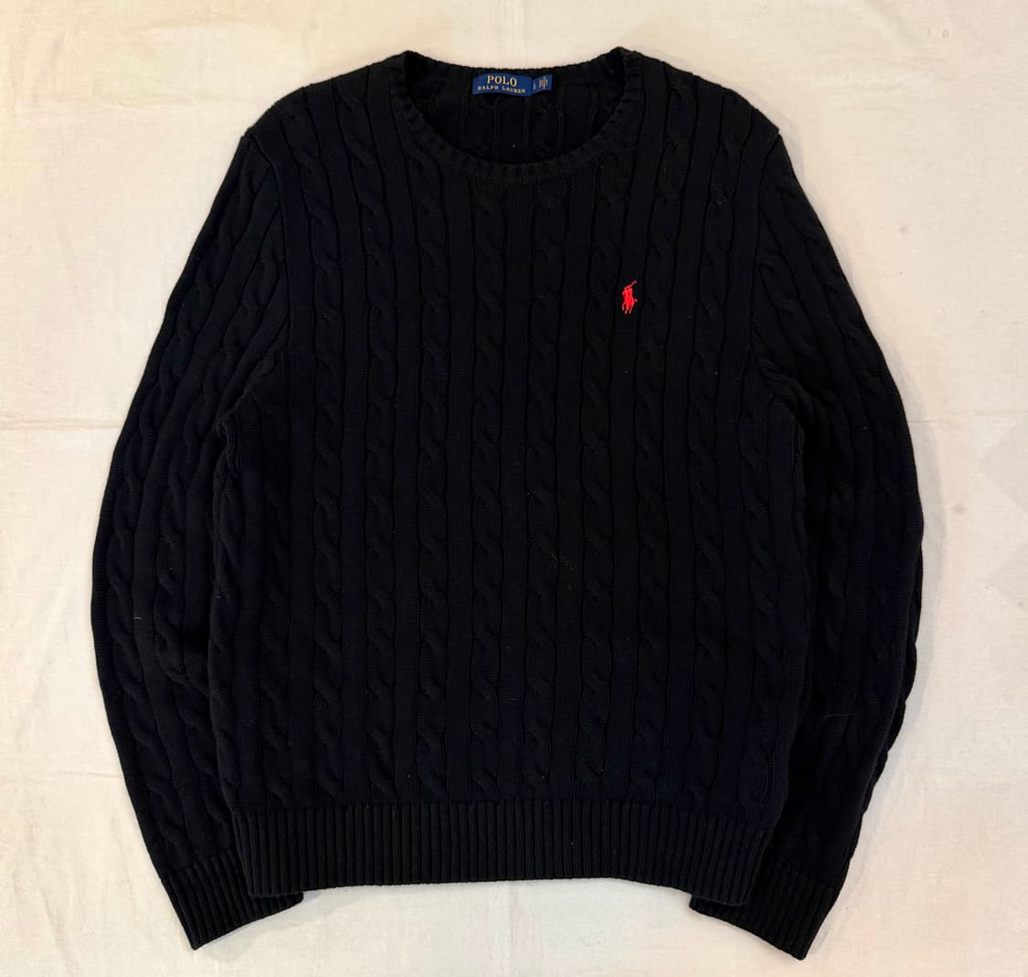 폴로 랄프로렌 꽈배기 케이블 니트 블랙 상품이미지1