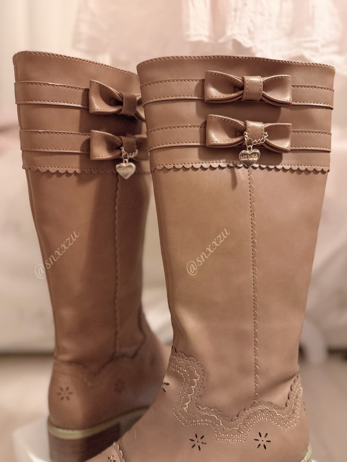 리즈리사 라떼갸루 브라운리본하트챰 부츠 히메카지 y2k 모리핀터깔 대장 상품이미지2