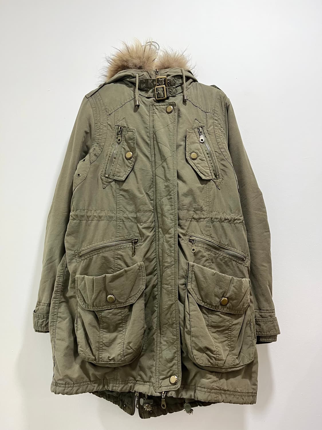 일본 빈티지 카고 포켓 넥버클 퍼야상 자켓 상품이미지2