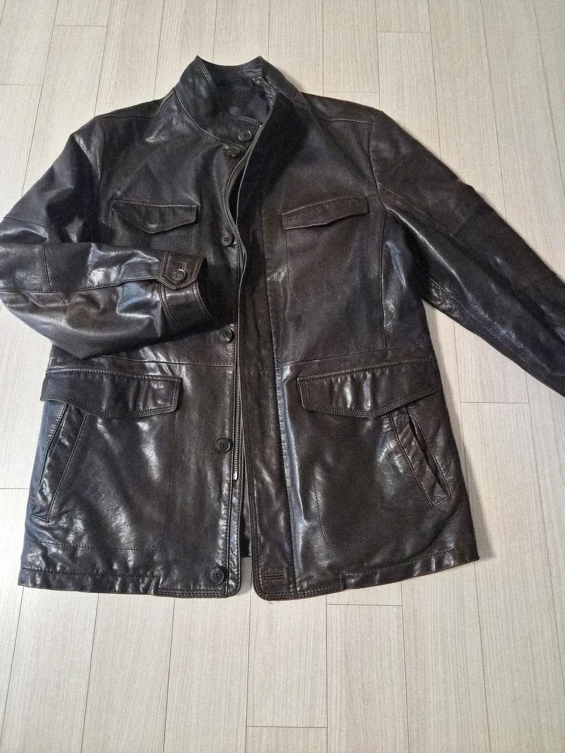 천연 양가죽 남성 사파리 재킷 (다크브라운/상태 최상) 상품이미지3