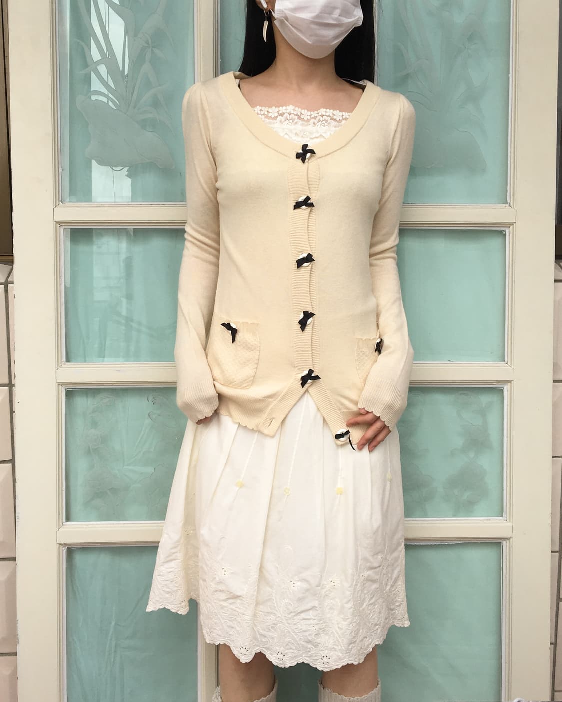 Ribbon button point knit cardigan 상품이미지6