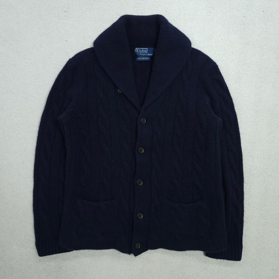 폴로 랄프 로렌 램스울 케이블 숄카라 가디건 L 상품이미지1