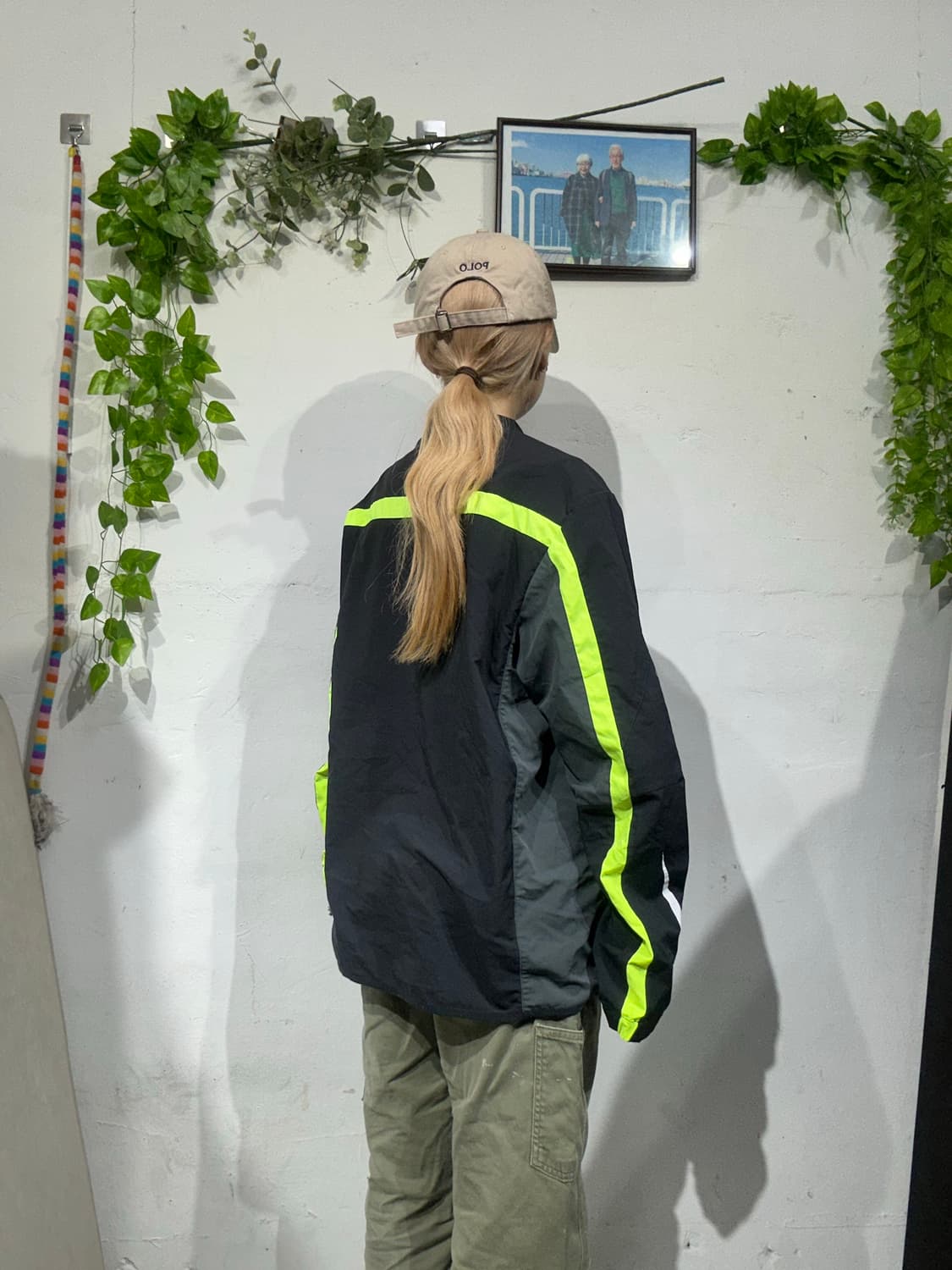 나이키 블랙 그린 사이드 라인 로고 트랙탑 져지 XL 상품이미지3
