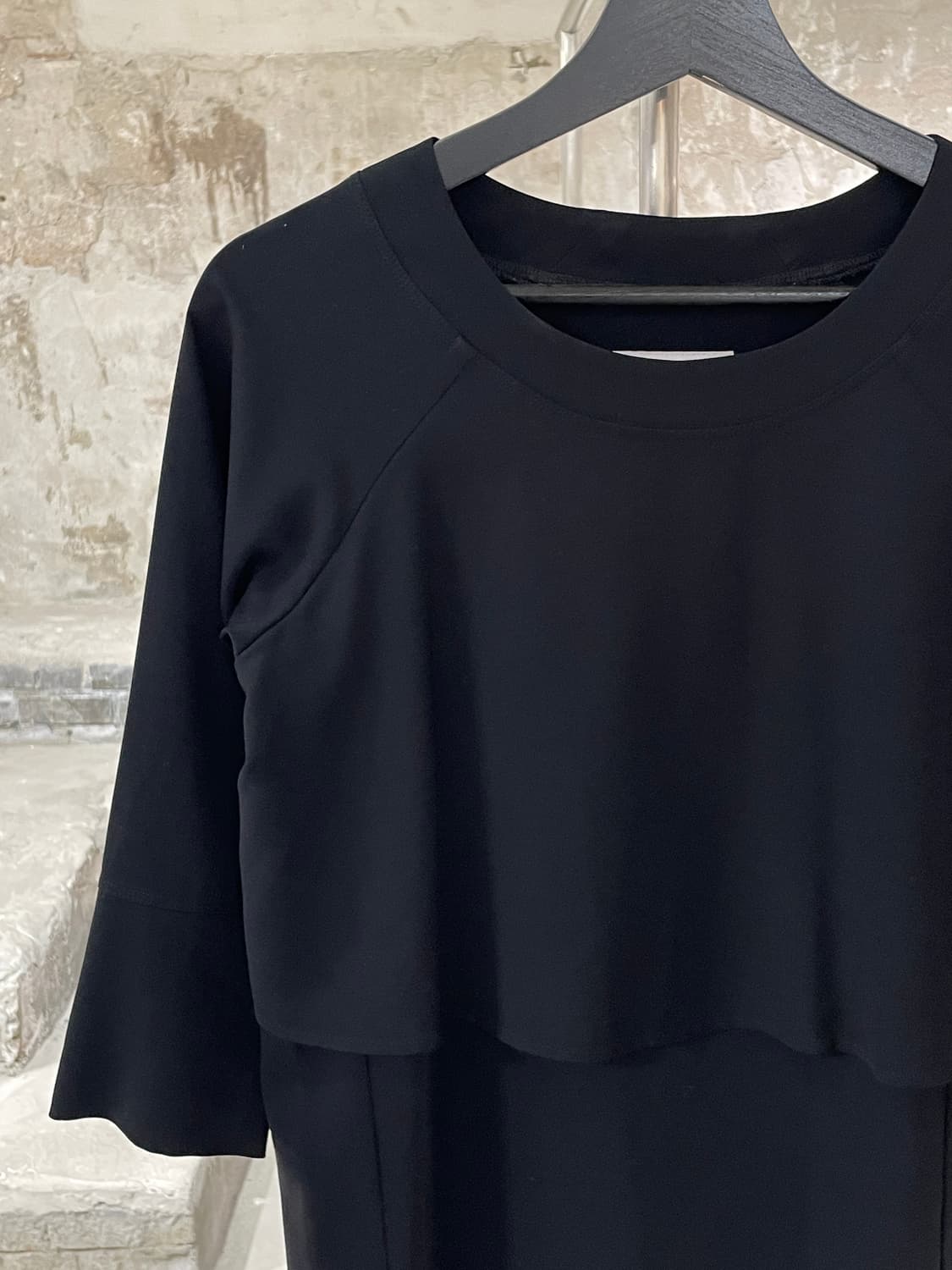 mm6 메종 마르지엘라 블랙 백스티치 3/4 슬리브 폴리에스터 미니원피스 상품이미지2