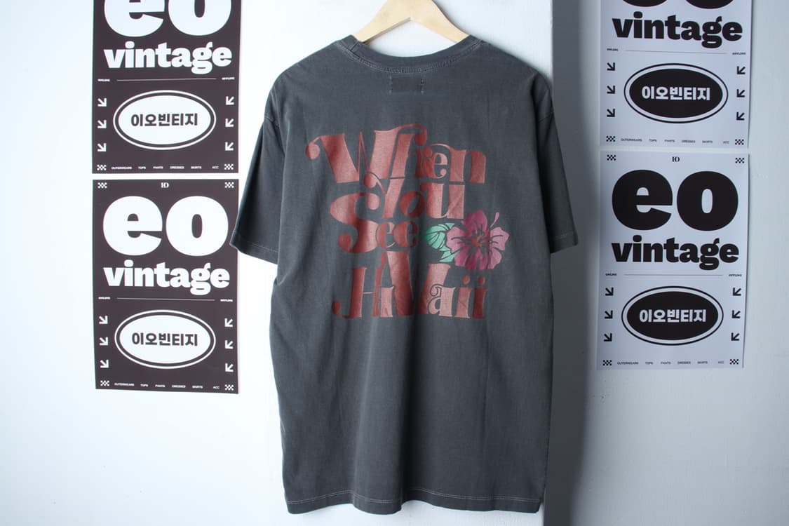 (L-2XL) 빅웨이브 반팔 티셔츠 피그먼트 하와이안 차콜-H33063 상품이미지6