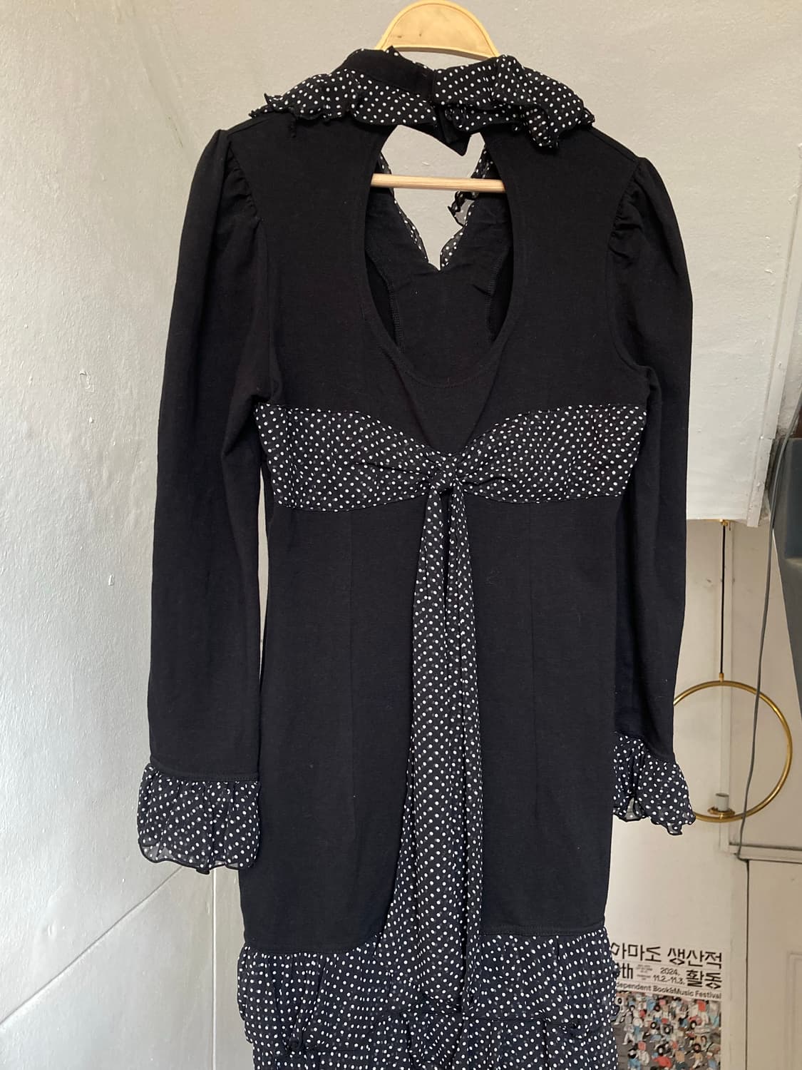 블랙 땡땡이 스판 원피스 상품이미지6