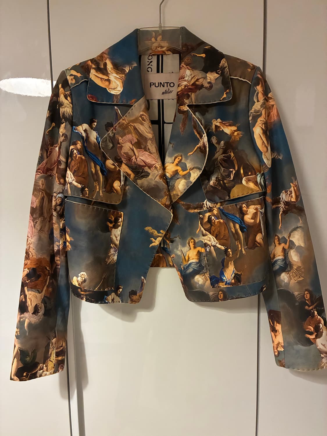 [Punto Atelier] 바로크 회화 프린트 램스킨 라이더 재킷  상품이미지1