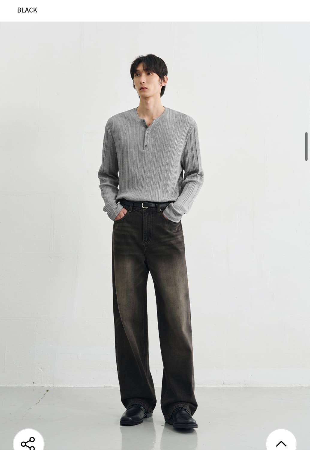 (새상품)(L) 드로우핏 콘트라스트 세미 와이드 워싱 데님 팬츠 판매 상품이미지3