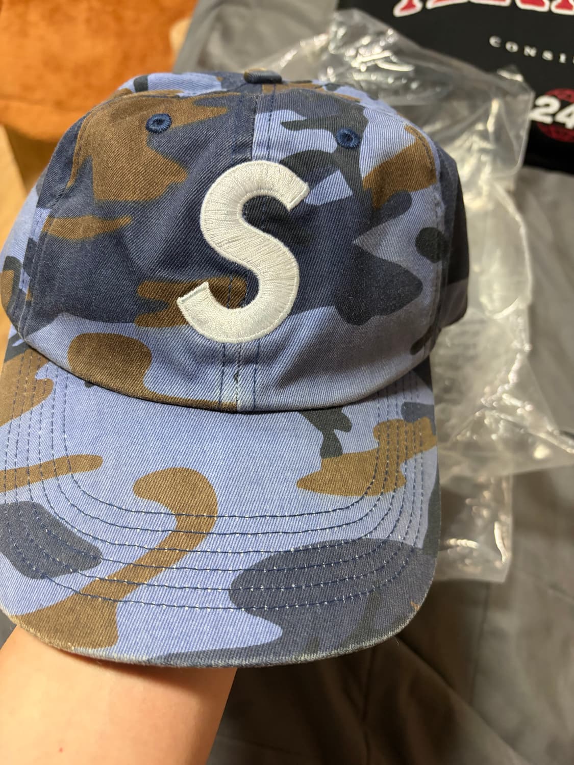 슈프림 S 로고 6-패널 블루 카모 - 25SS 상품이미지2