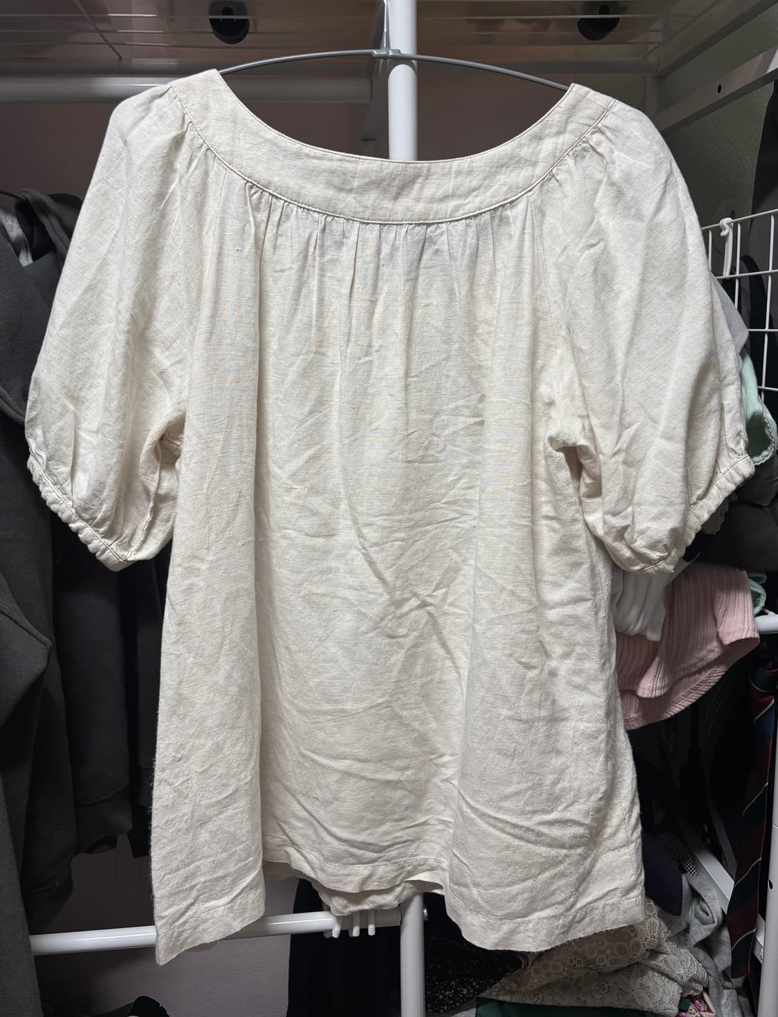 지구샵 일본 빈티지 carnelian 아이보리 레이어드 반팔 블라우스 상품이미지2