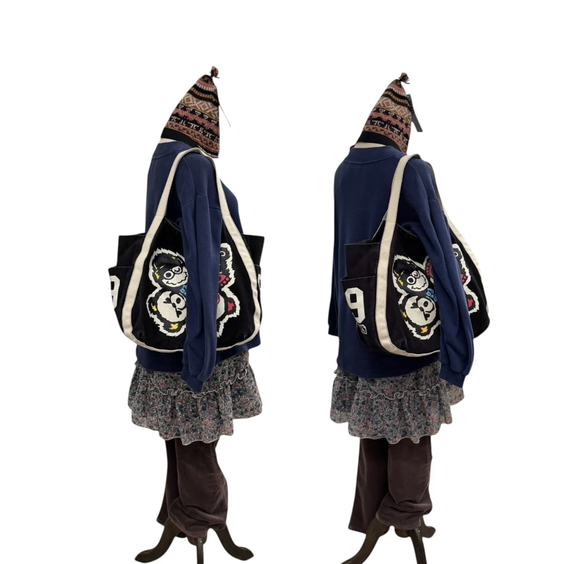 히스테릭글래머 캔버스 숄더백 블랙 상품이미지9