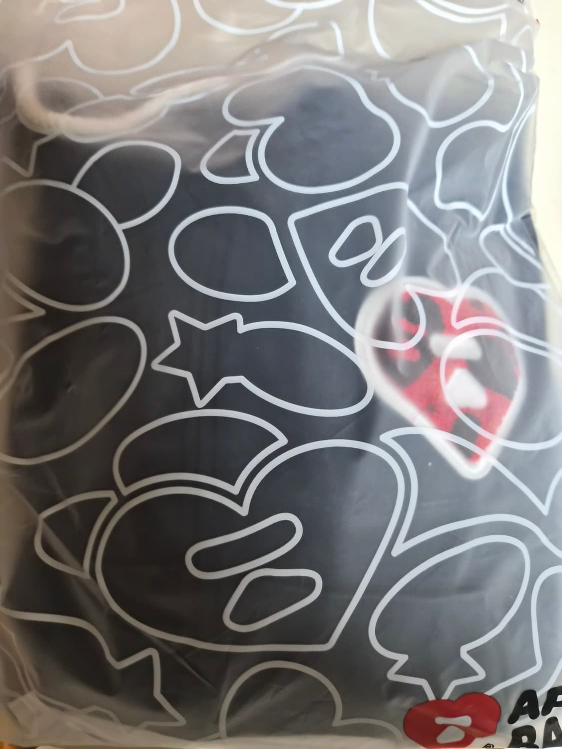 베이프 에이프 라인 XS 셔닐 자수 뱃지 후드 집업 네이비 상품이미지4