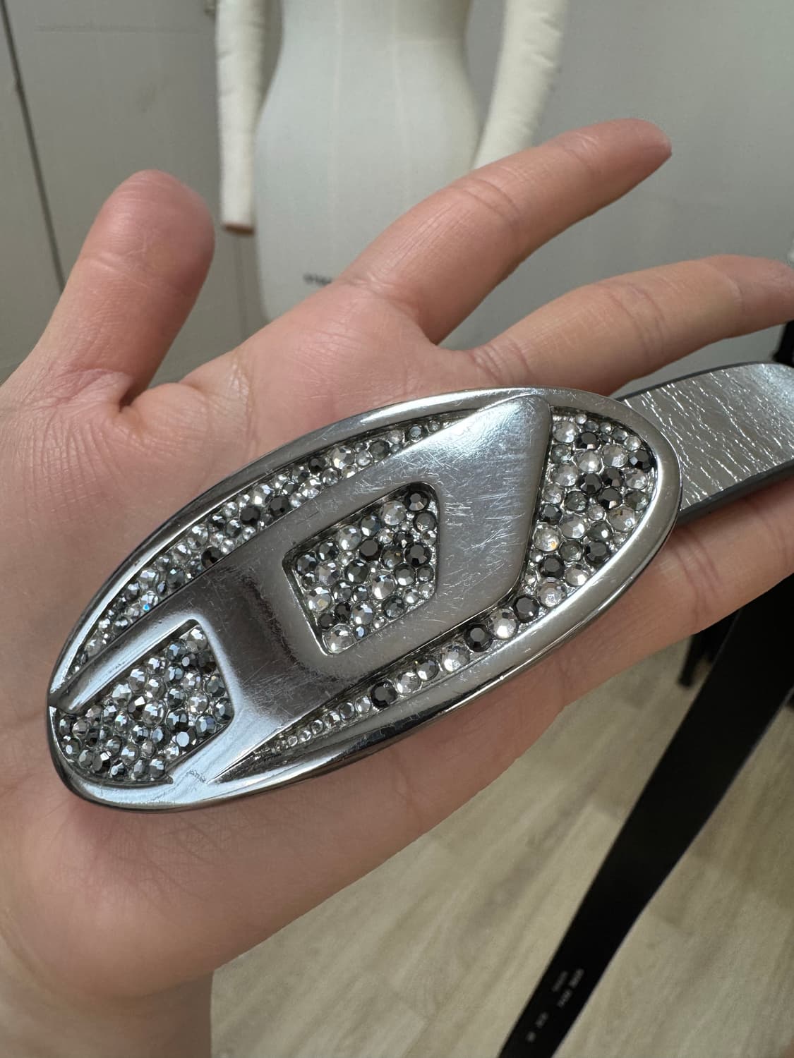 Diesel 디젤 큐빅버클 실버 벨트 상품이미지2