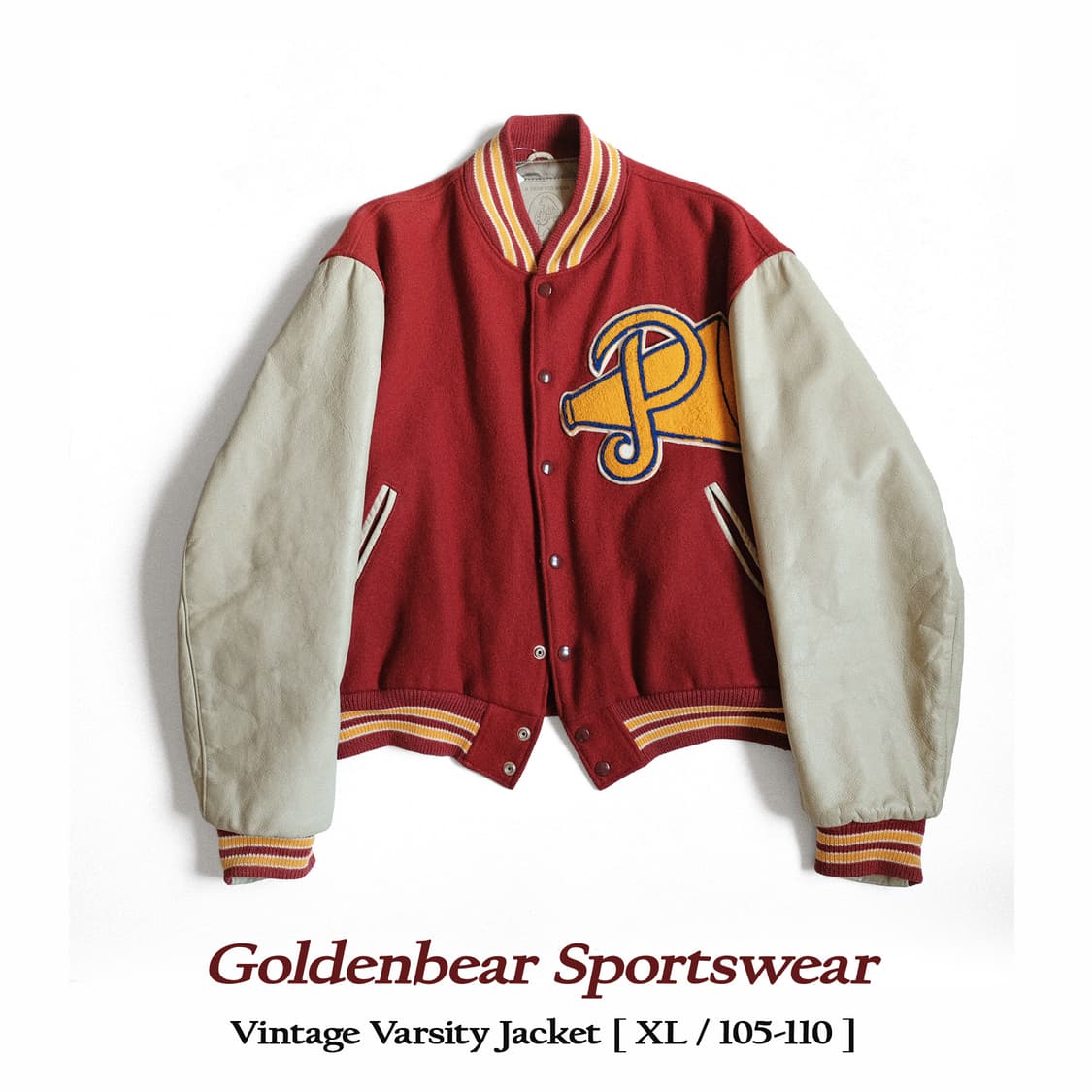 골든베어 빈티지 패치드 바시티자켓 XL사이즈 상품이미지1