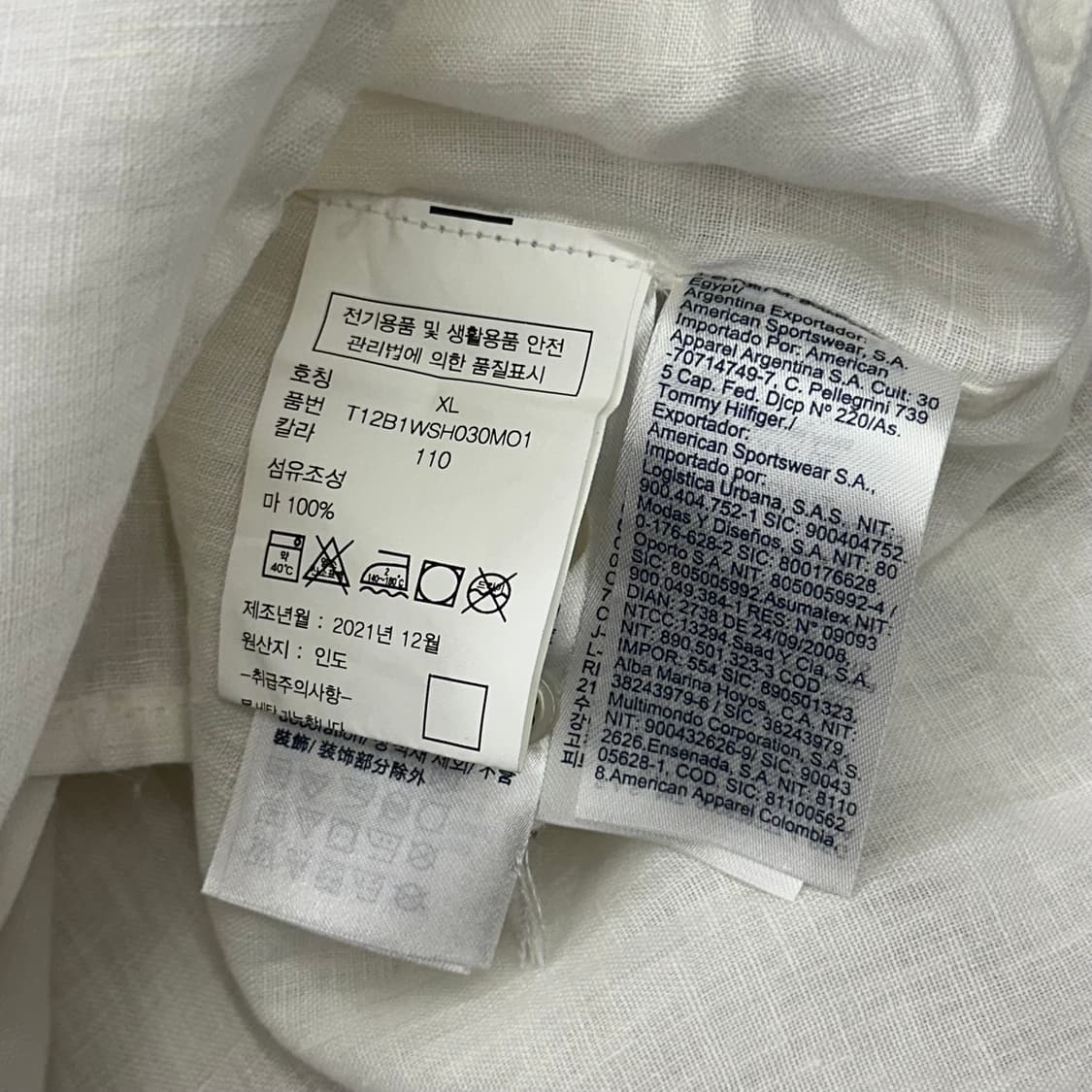 XL 타미힐피거 커스텀핏 린넨 화이트 셔츠 상품이미지5