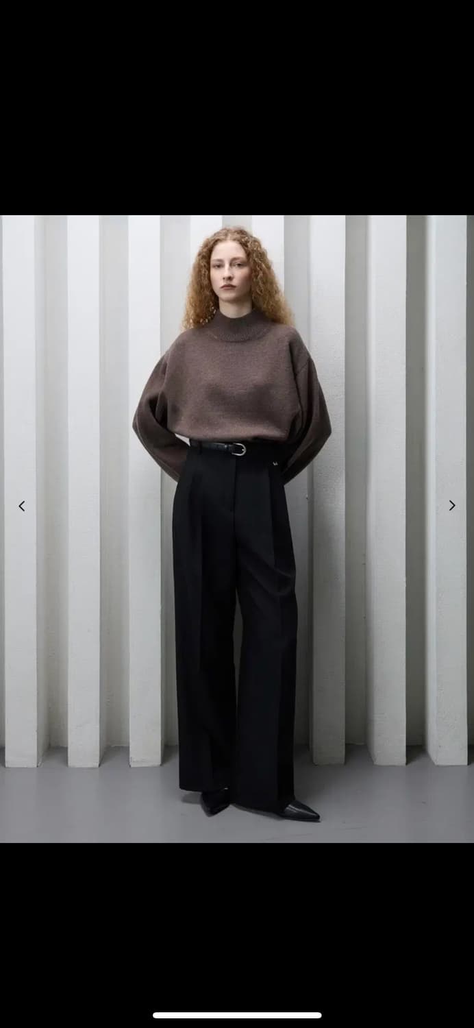 문트 모스 하이웨스트 와이드 슬랙스 화이트, 블랙 m 상품이미지4