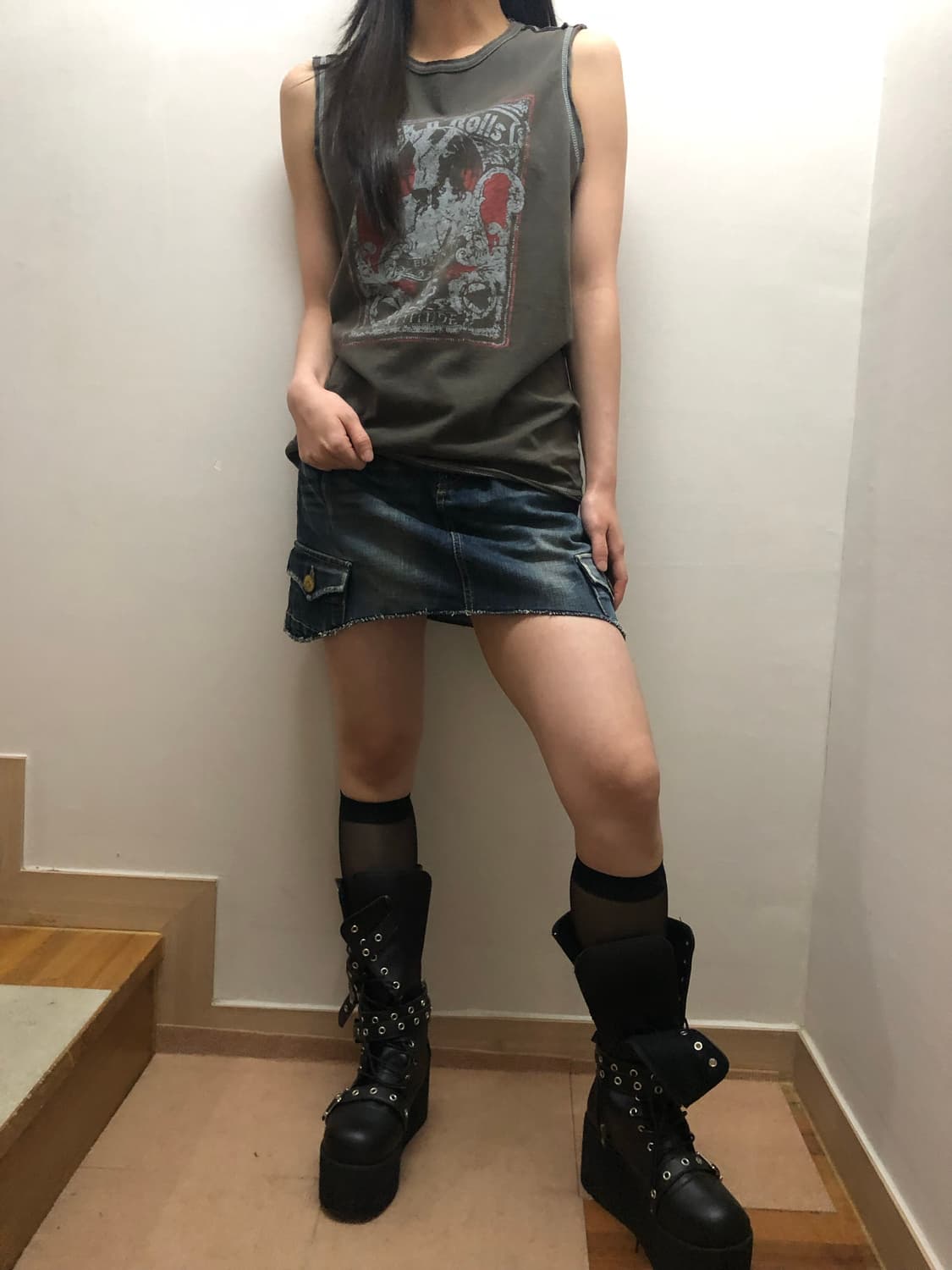 빈티지 에드윈 그레이 워싱 슬리브리스 상품이미지5
