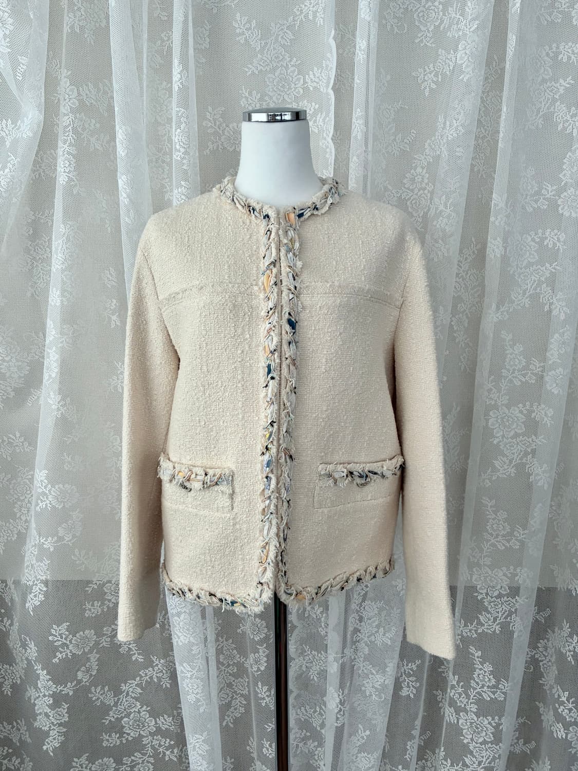 82-94-160) 한섬 SJSJ 트위드 자켓 아이보리 상품이미지1