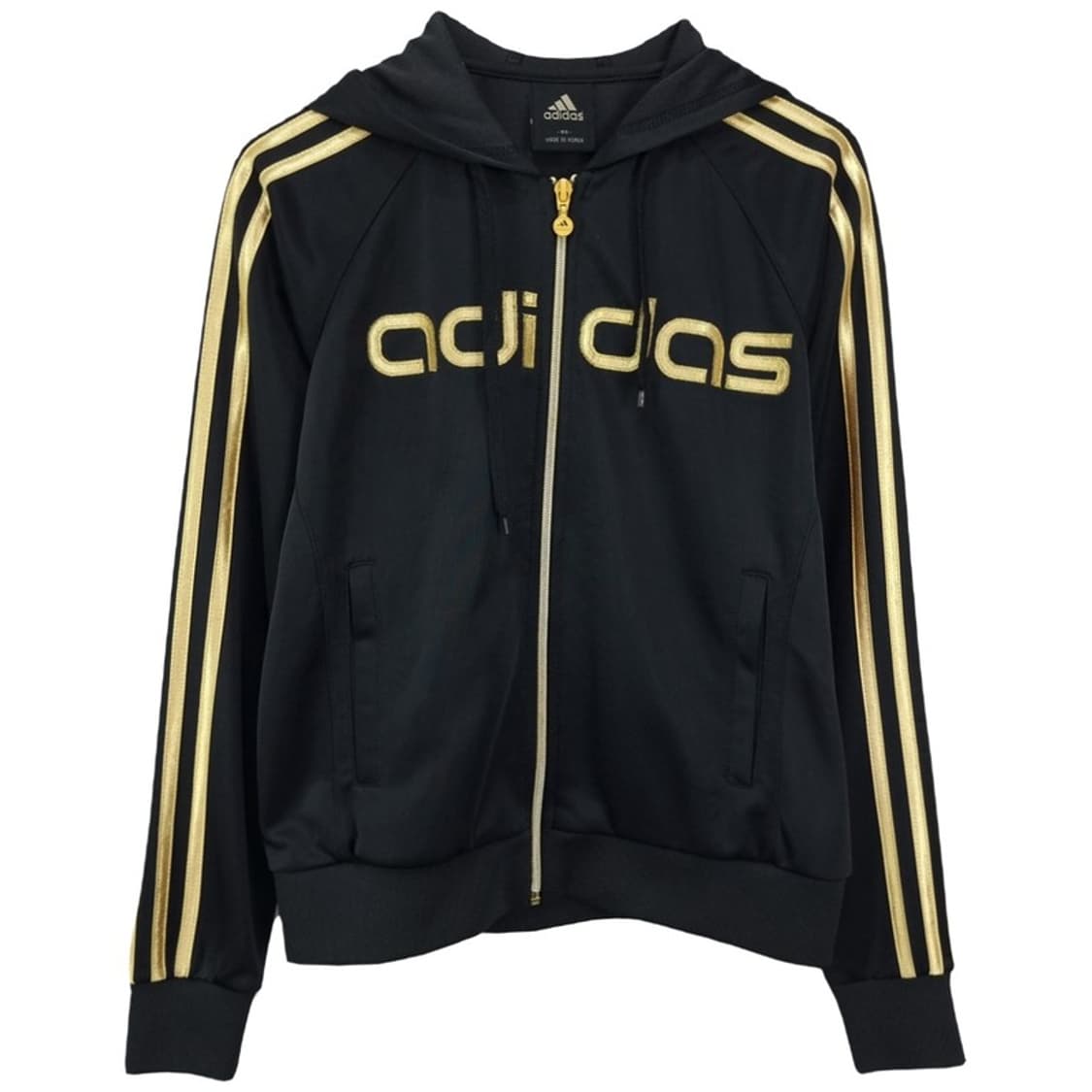 [아디다스] 빅로고 Y2K 빈티지 삼선 후드집업 블랙 골드 M16444 상품이미지2