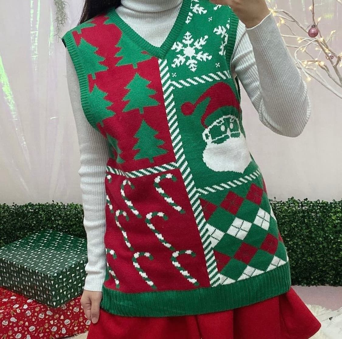 산타클로스 크리스마스 니트조끼 어글리니트 상품이미지2
