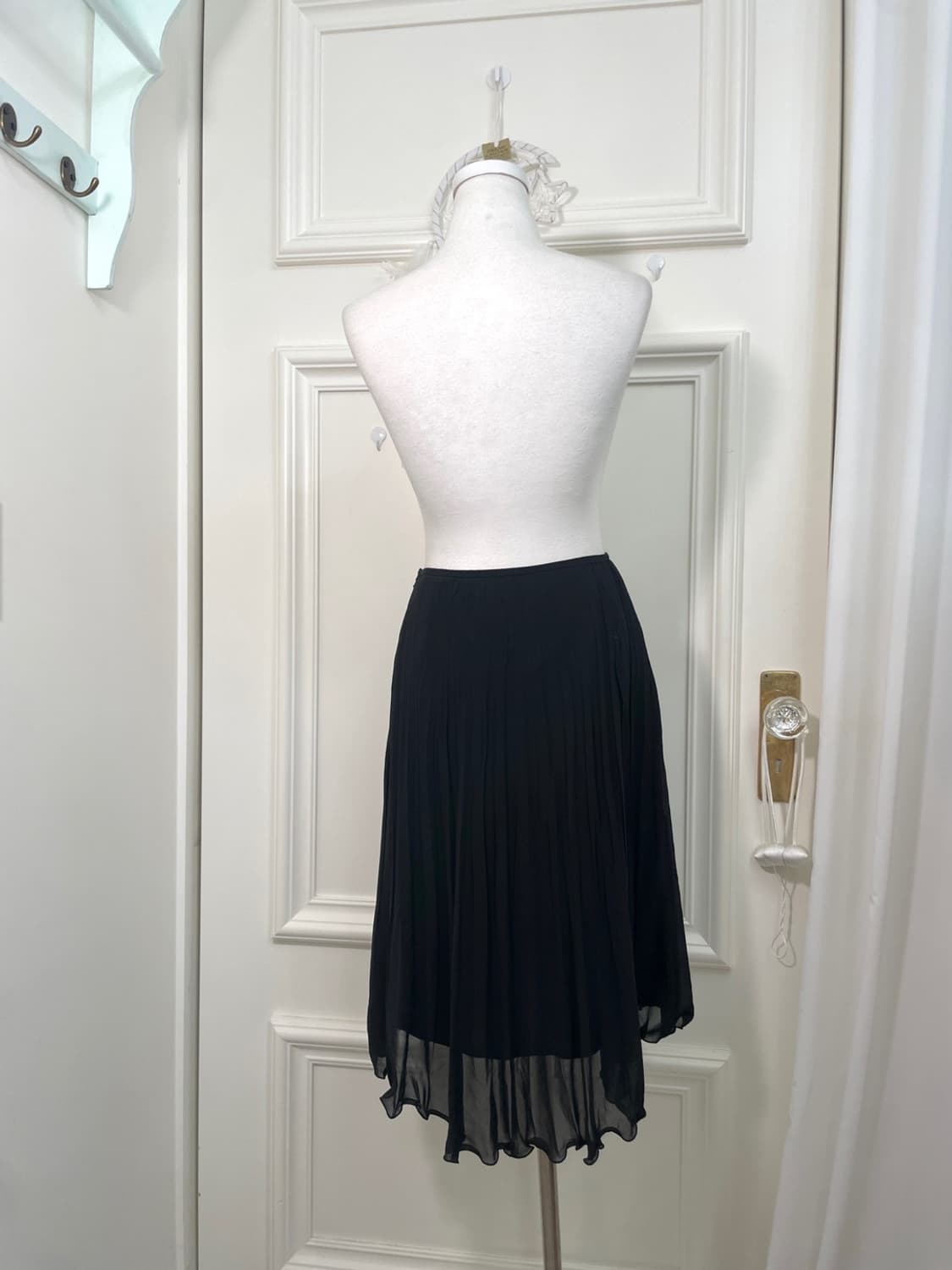 black basic pleats chiffon midi skirt 상품이미지3