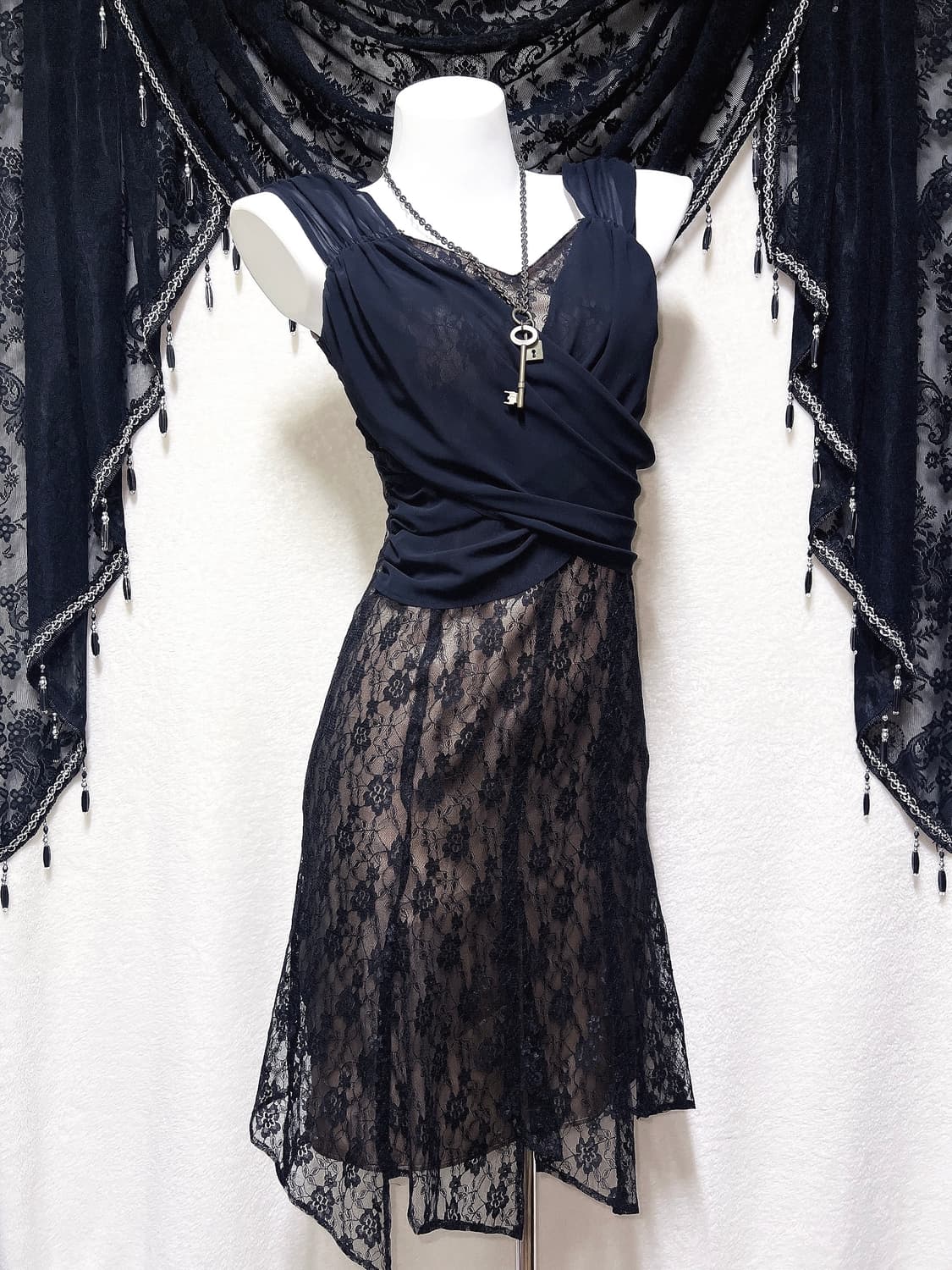 로맨틱고딕 고스펑크 오리엔탈 엔틱 블랙 레이스 롱드레스 원피스 다크페어리 상품이미지5