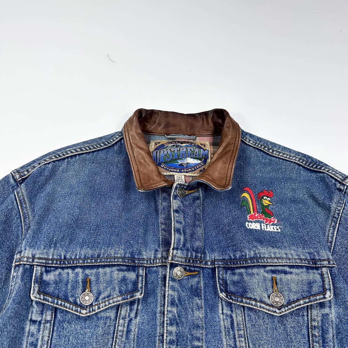 VTG 빈티지 켈로그 가죽 트러커 데님자켓 (M) 상품이미지1