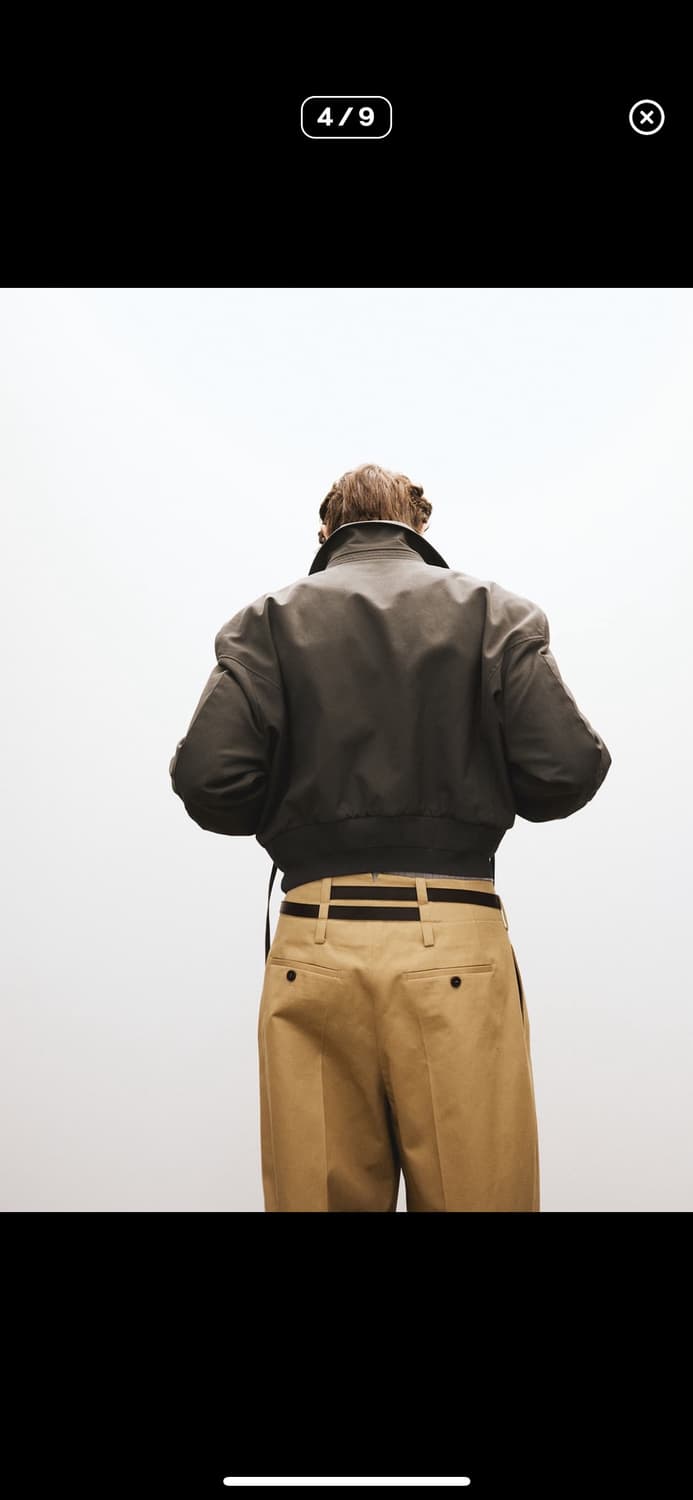 [M] 렉토 지퍼 디테일 스트럭쳐 팀 봄버 크롭 블루종 자켓 차콜 상품이미지5