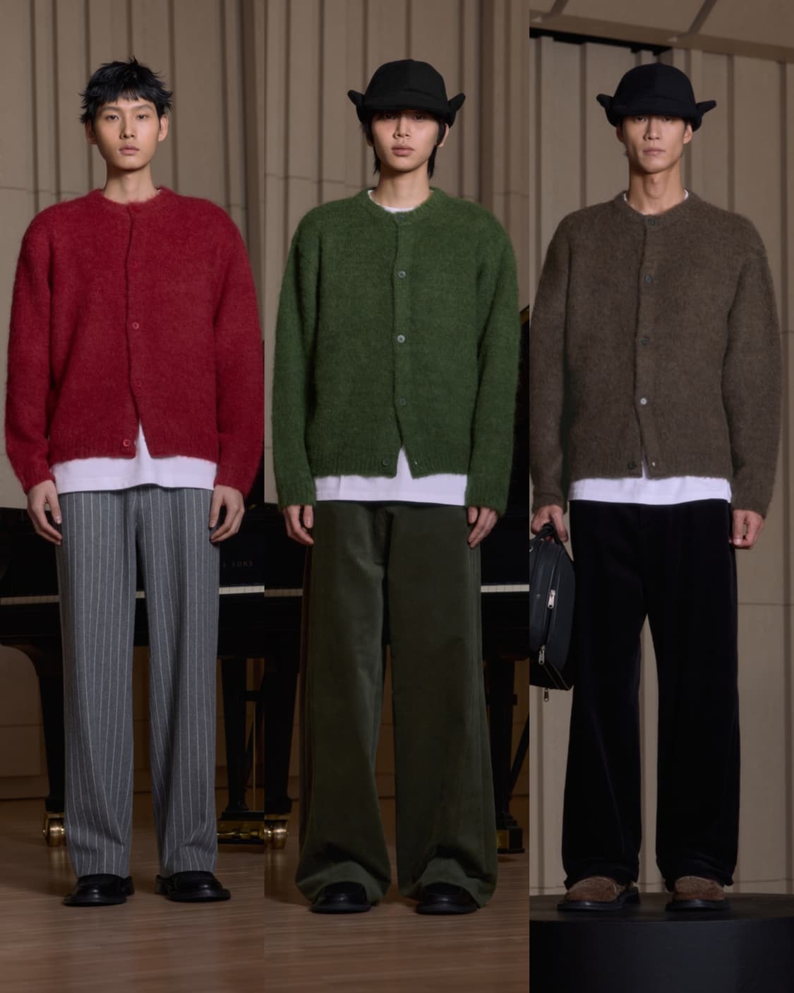 [M, L] [구매중] STU 모헤어 가디건 레드, 그린, 브라운 상품이미지1